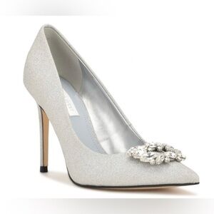 NINE WEST Fana Bridal‎ Pointy Toe Embellished stiletto Pump heels size 10 new